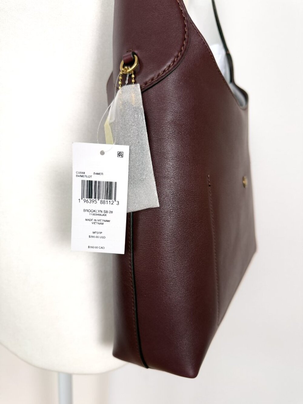NWT COACH Brooklyn 28 Medium Leather Shoulder Bag Brass/Merlot - Picture 7 of 10